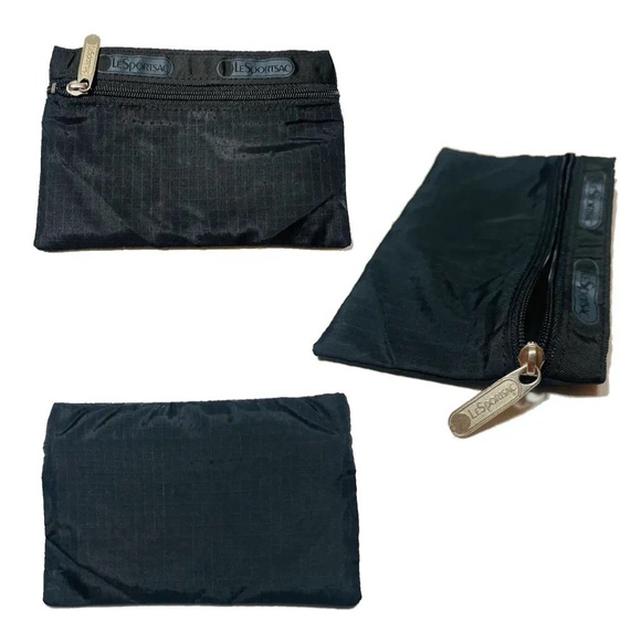 LeSportsac black mesh zip phone/wallet pouch cosmetic bag 4.5 by 7in - Picture 10 of 14